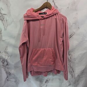 RLX Ralph Lauren Hoodie Women Medium Pink Pullover Sweatshirt Puffer Thumb Holes